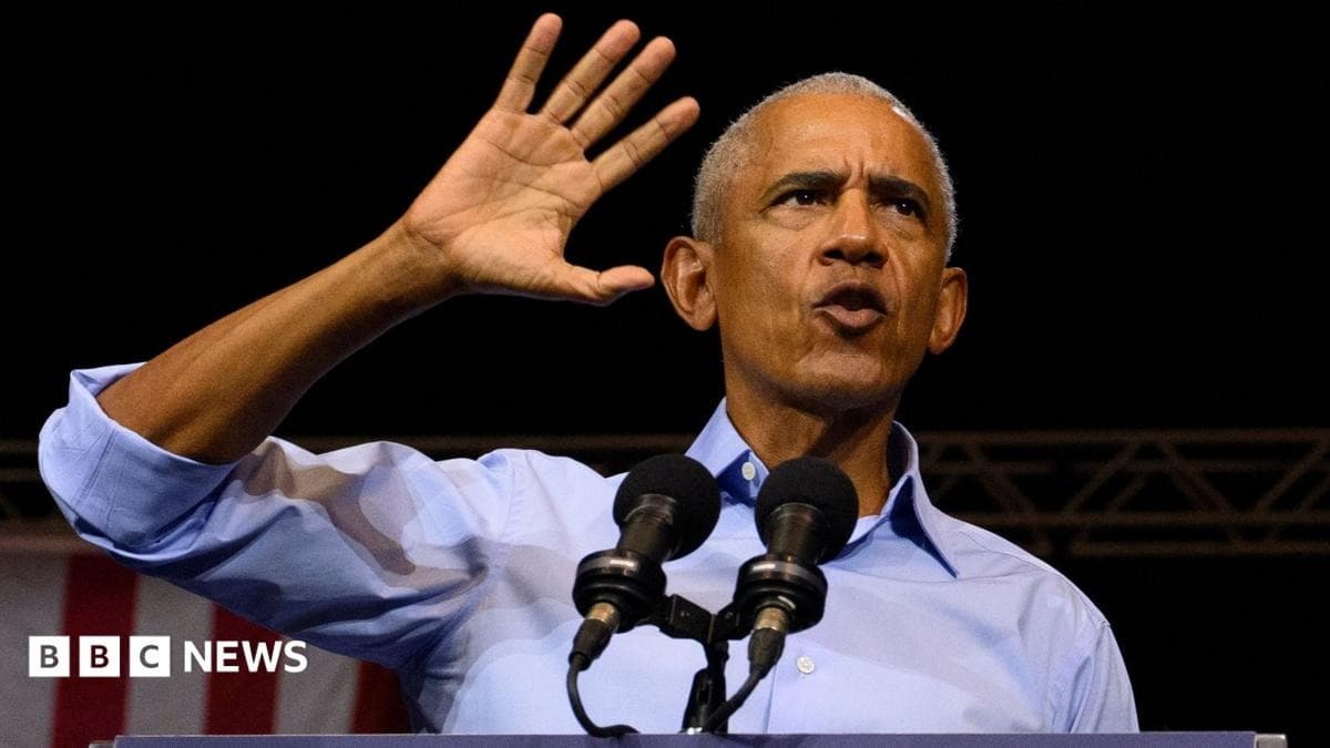 Barack Obama discursa em comício democrata nos Estados Unidos